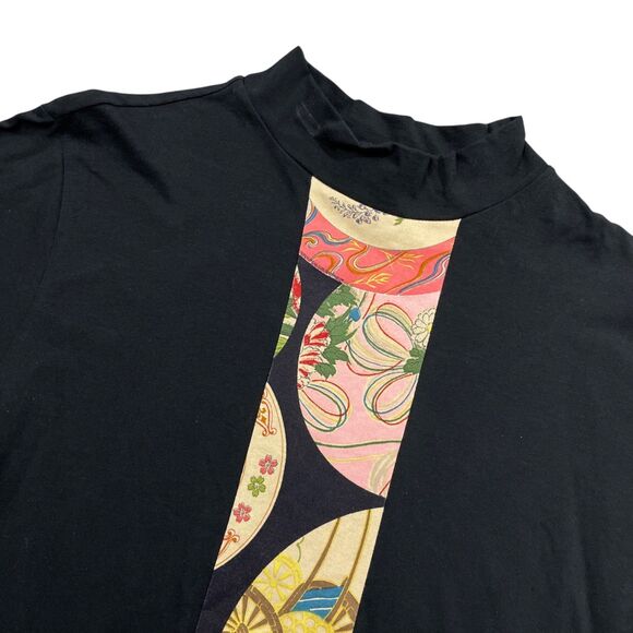 Kiko Lida‎ Fang-Tian Large Black 3/4 Center Design Mock Neck Ladies Top - Picture 2 of 5